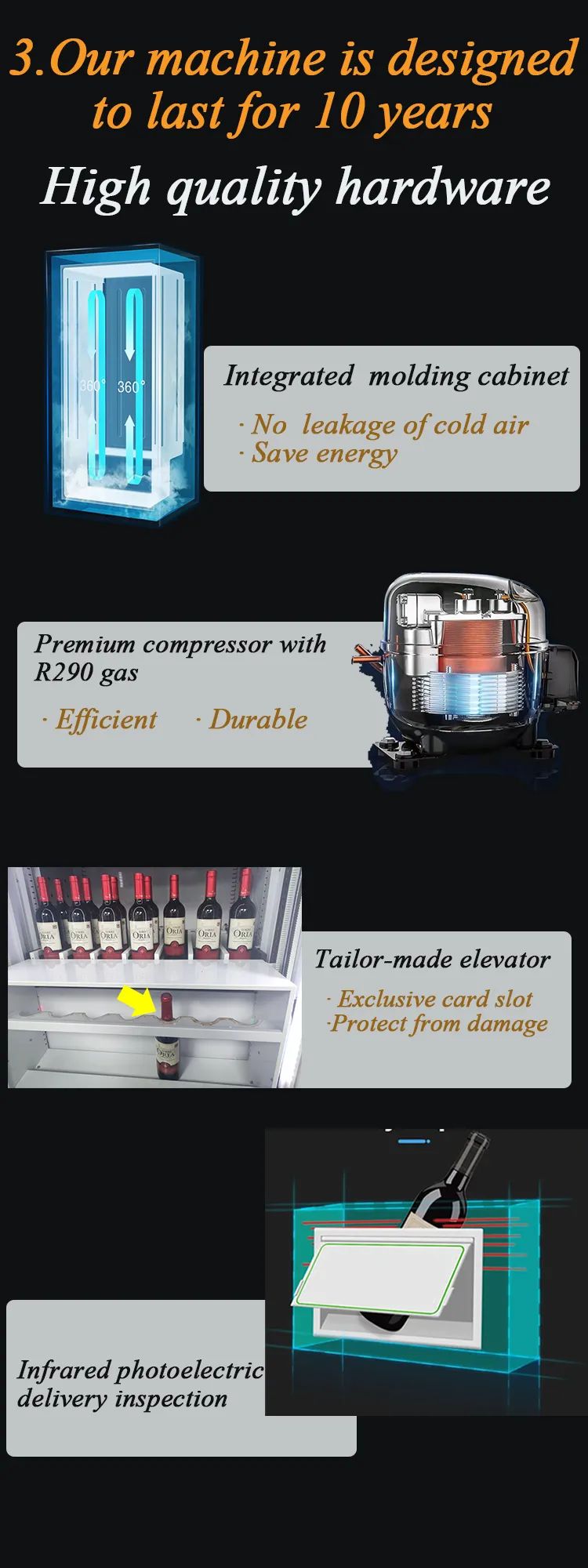 Hochwertiger Hardware-Alkoholautomat mit Alterserkennung und Aufzug zum Verkauf zerbrechlicher Produkte wie Bier, Wein und Produkte in Glasflaschen