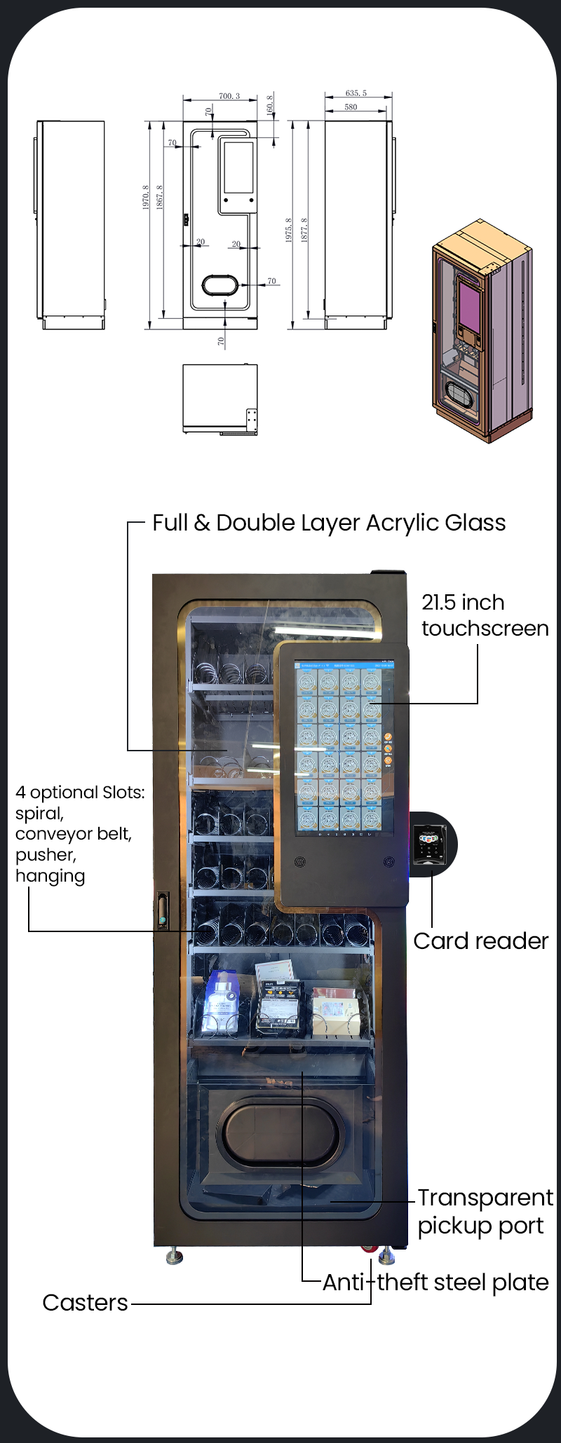 Micron Fashion Age Verification Vending Machine for Vapes with Card Reader high quality hardware
