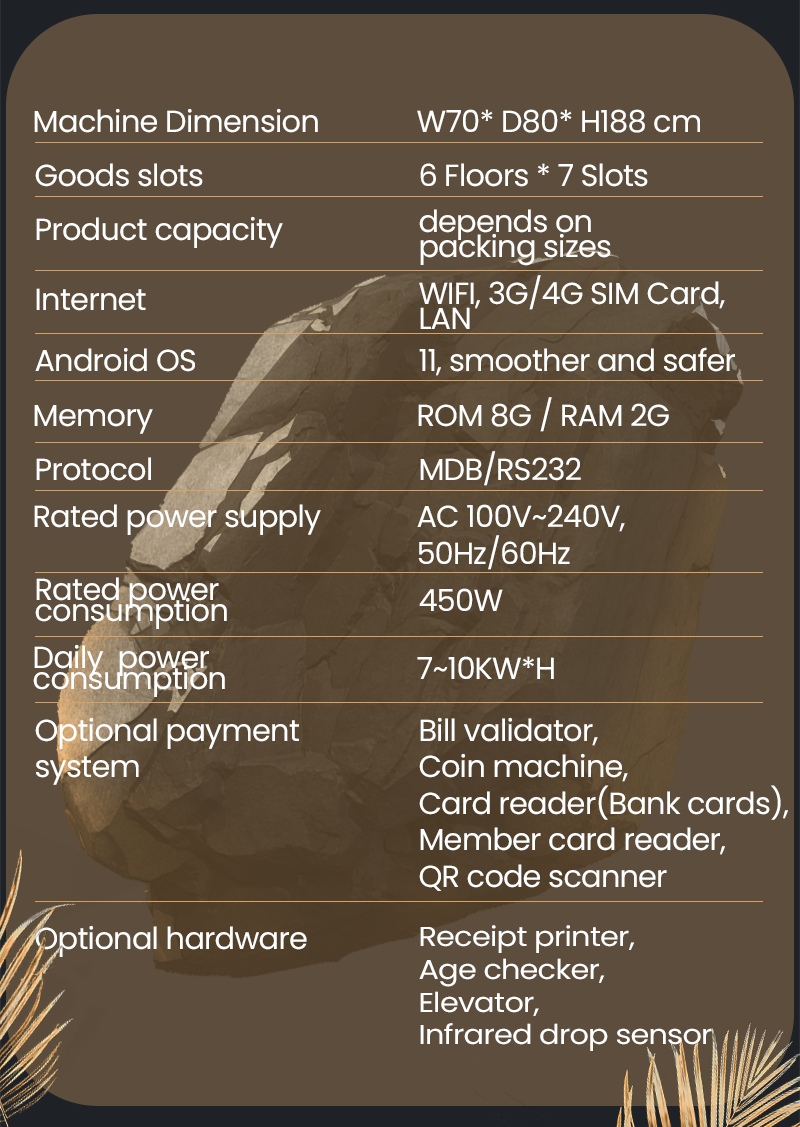 Micron Fashion Age Verification Vending Machine for Vapes with Card Reader dimension