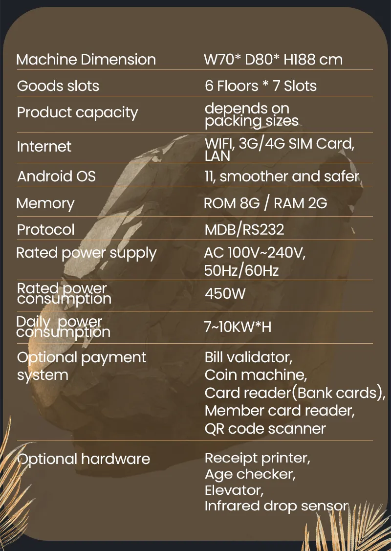 Micron Fashion Age Verification Vending Machine for Vapes with Card Reader dimension
