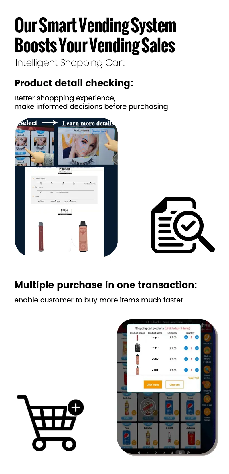 Micron Fashion Age Verification Vending Machine for Vapes with Card Reader with smart vending system to boost your vending sales
