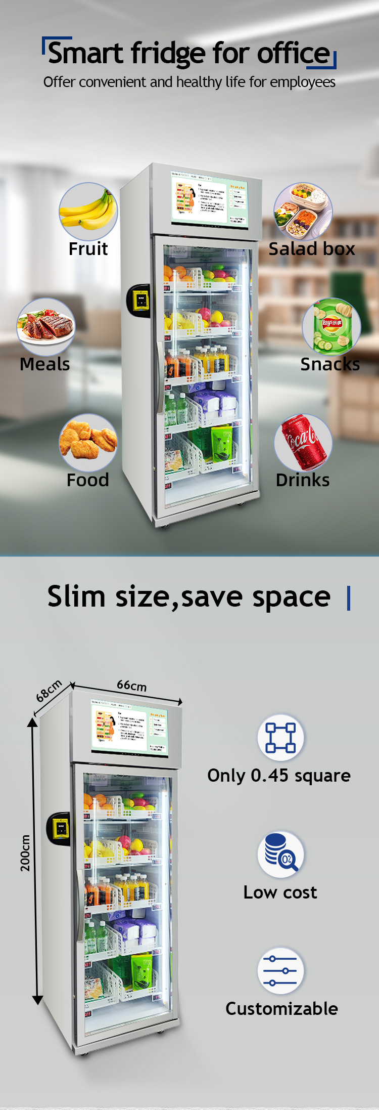 Micron office Food Vending Machine less cost more sales easy to operate
