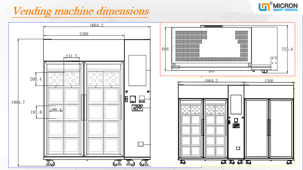 Flowers vending machine with lockers cooling system touch screen