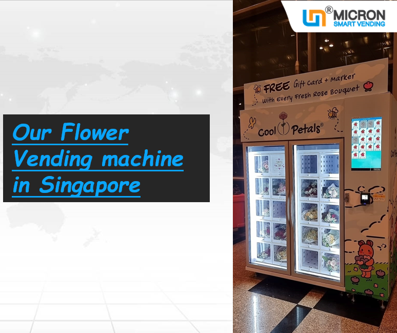 Flowers vending machine with lockers cooling system touch screen