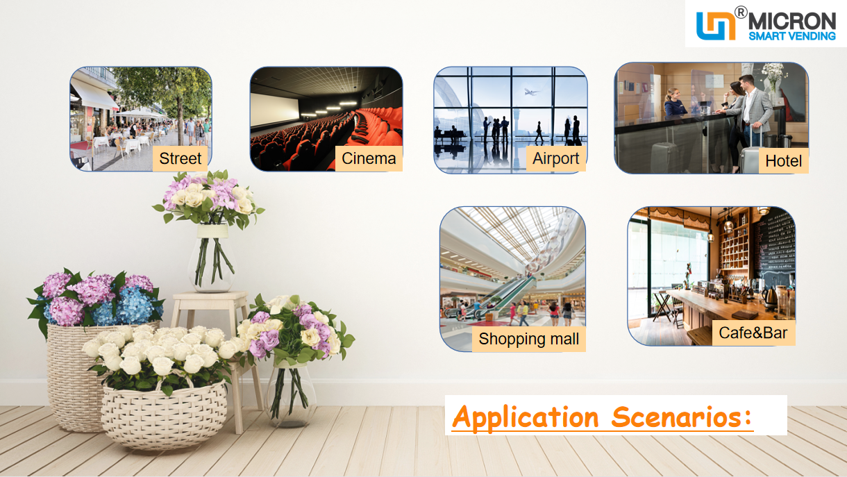 Flowers vending machine with lockers cooling system touch screen