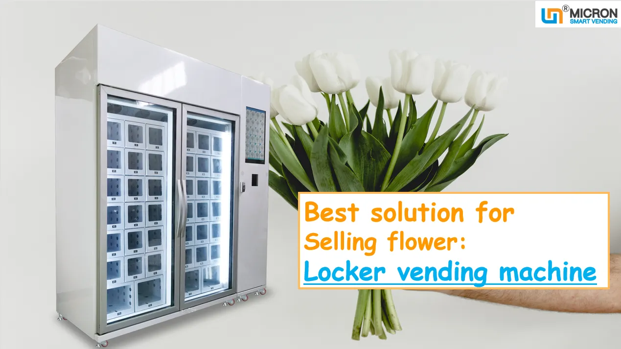 Flowers vending machine with lockers cooling system touch screen