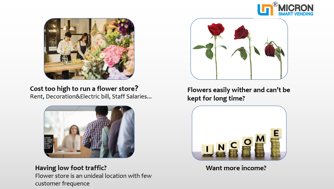 Flowers vending machine with lockers cooling system touch screen