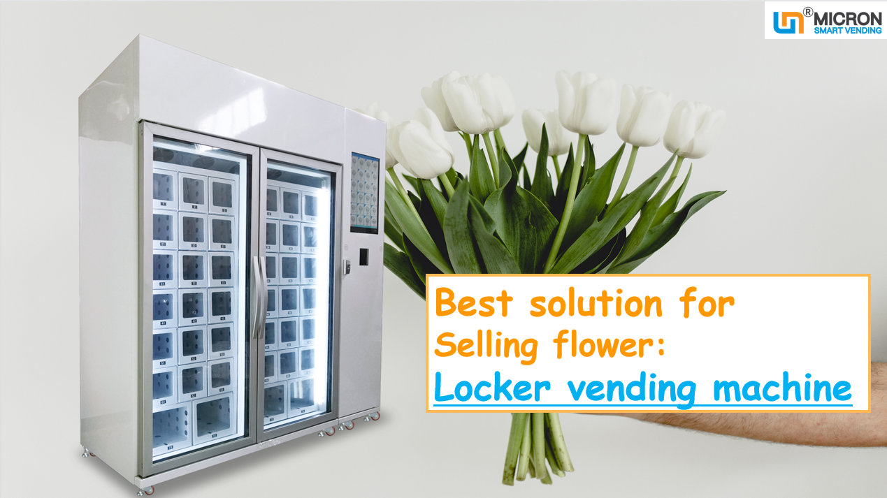 Flowers vending machine with lockers cooling system touch screen