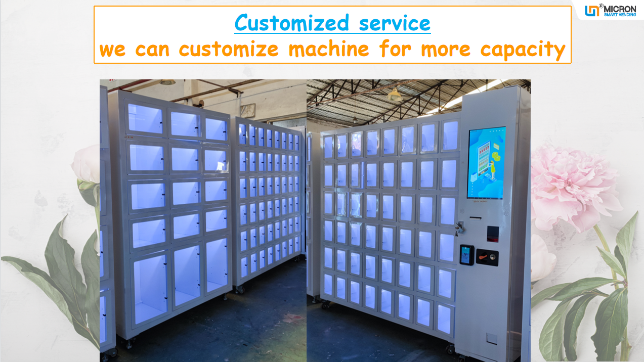 Flowers vending machine with lockers cooling system touch screen