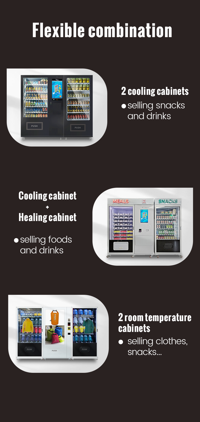 hot food vending machine flexible combination