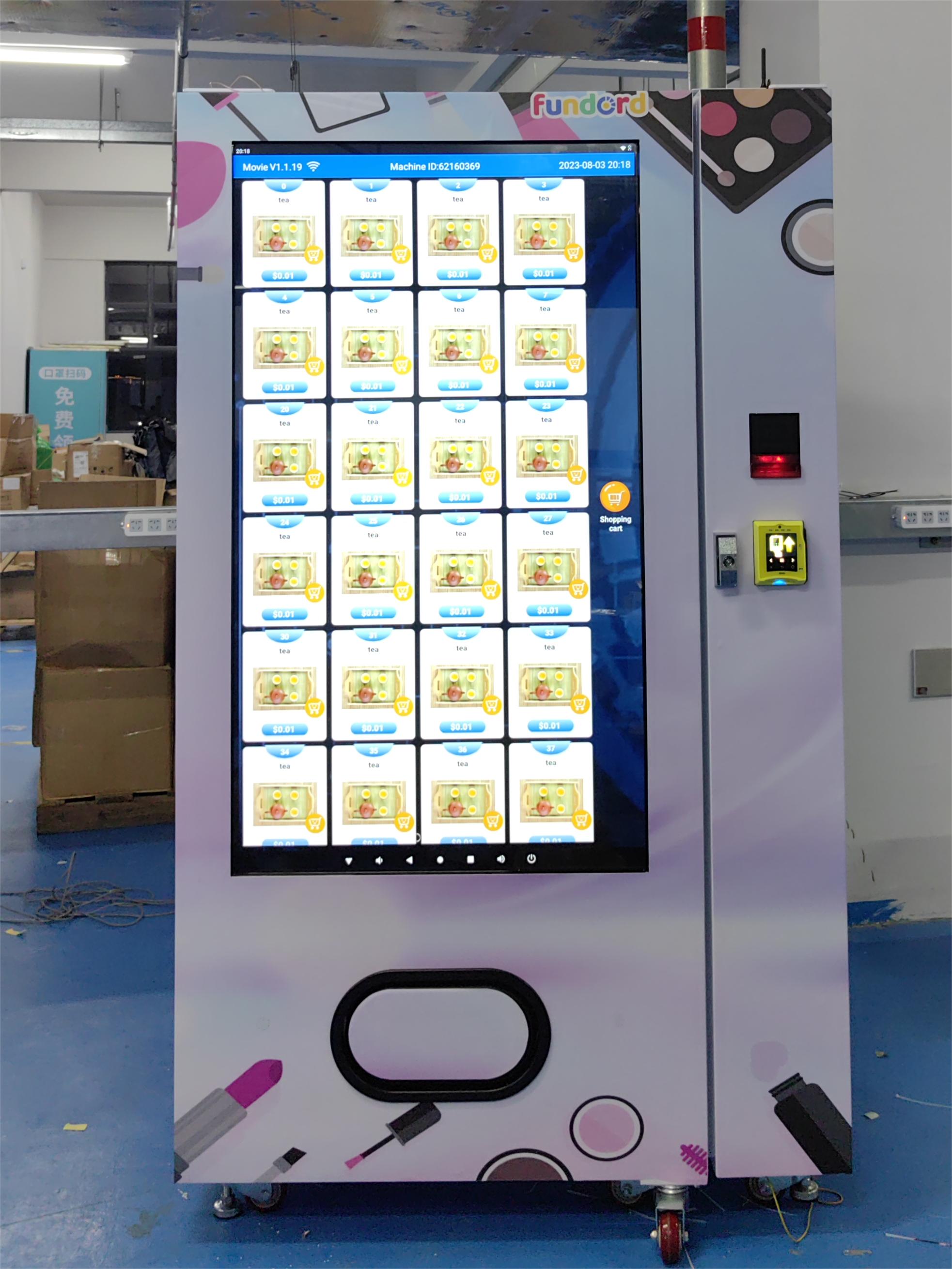 55-inch big touch screen vending machine with telemetry for selling makeup products