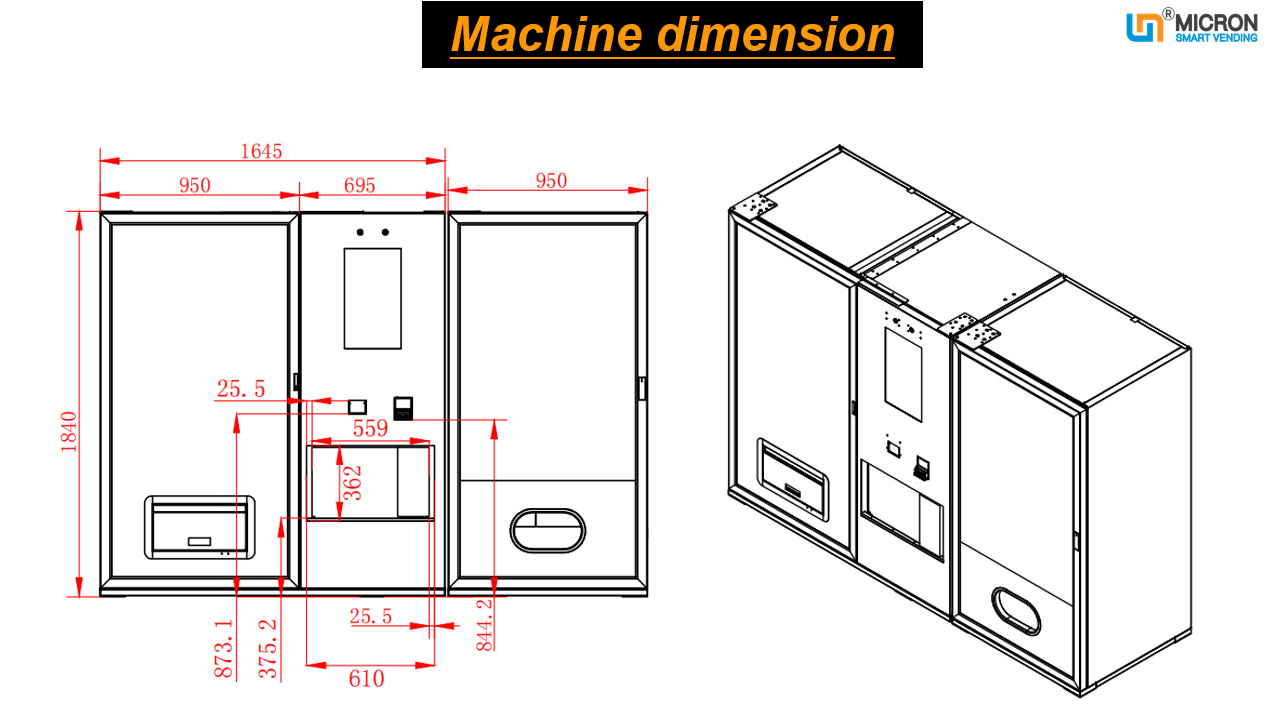 Cooked food meal drink vending machine, food vending machine, vending machine with microwave oven, ready food vending machine