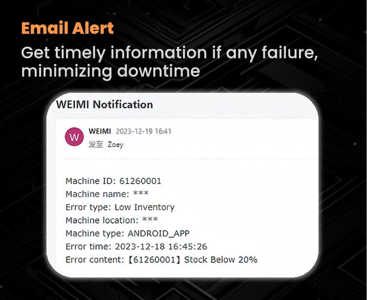 POP MART VENDING MACHINE can email alert