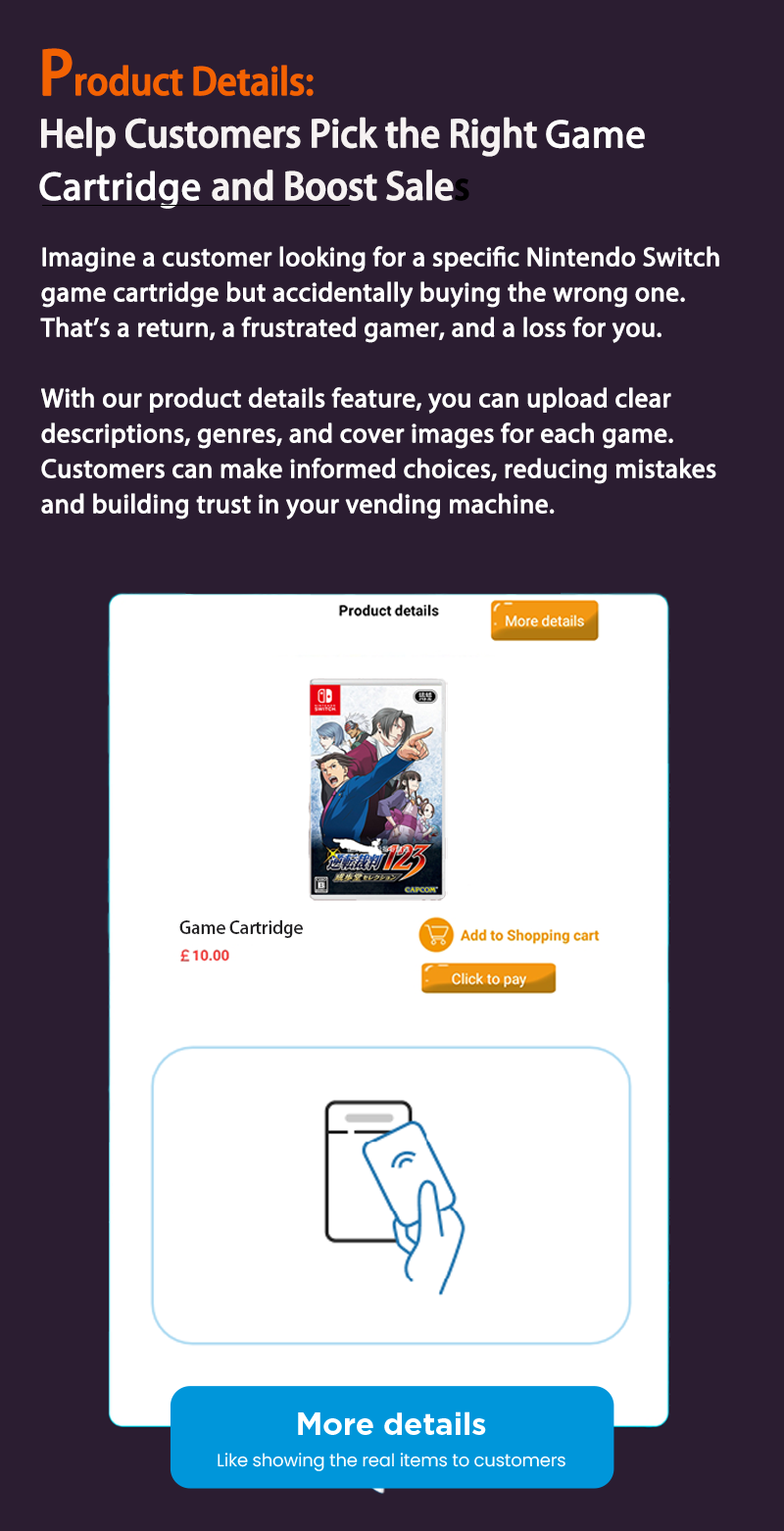 Gaming Cartridge Vending Machine with Elevator and Lockers check product details for each product