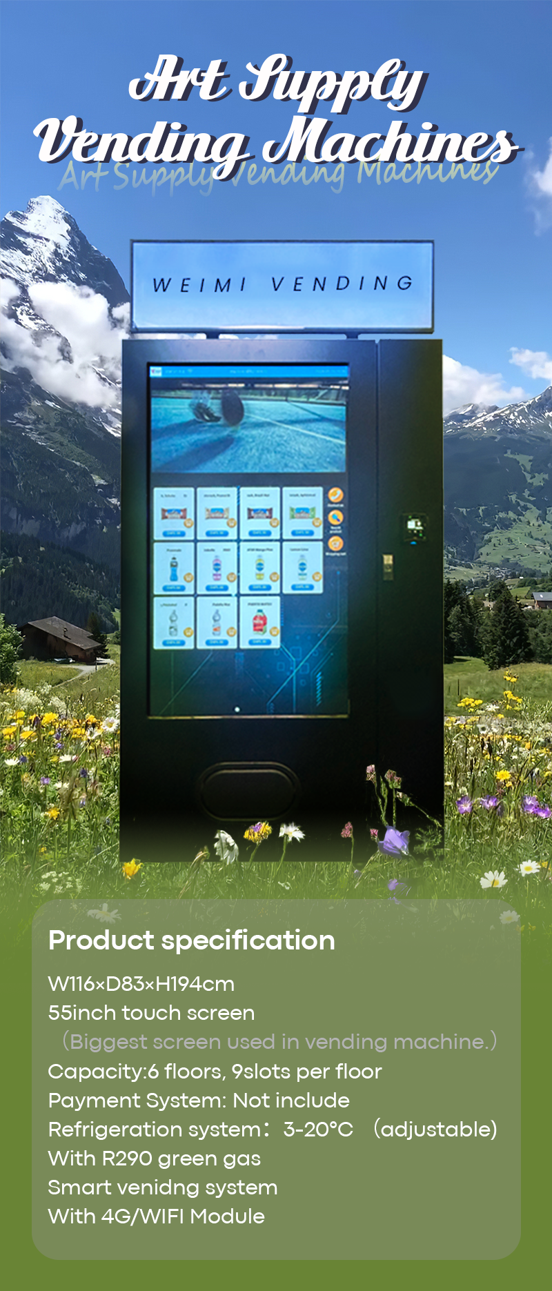 Art supply vending machine and product specification