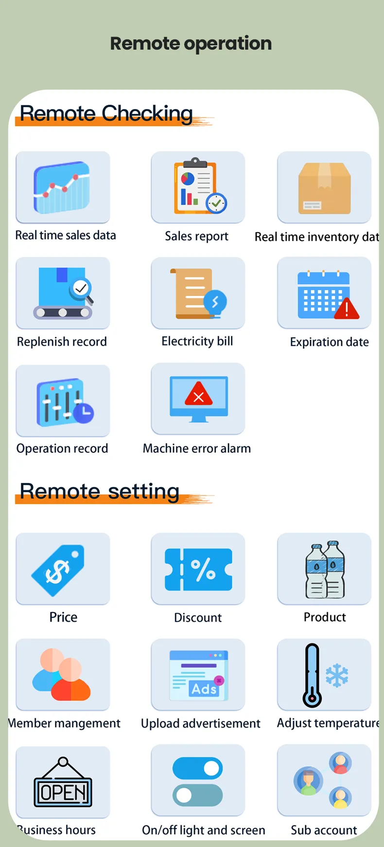 vending machine with remote operation