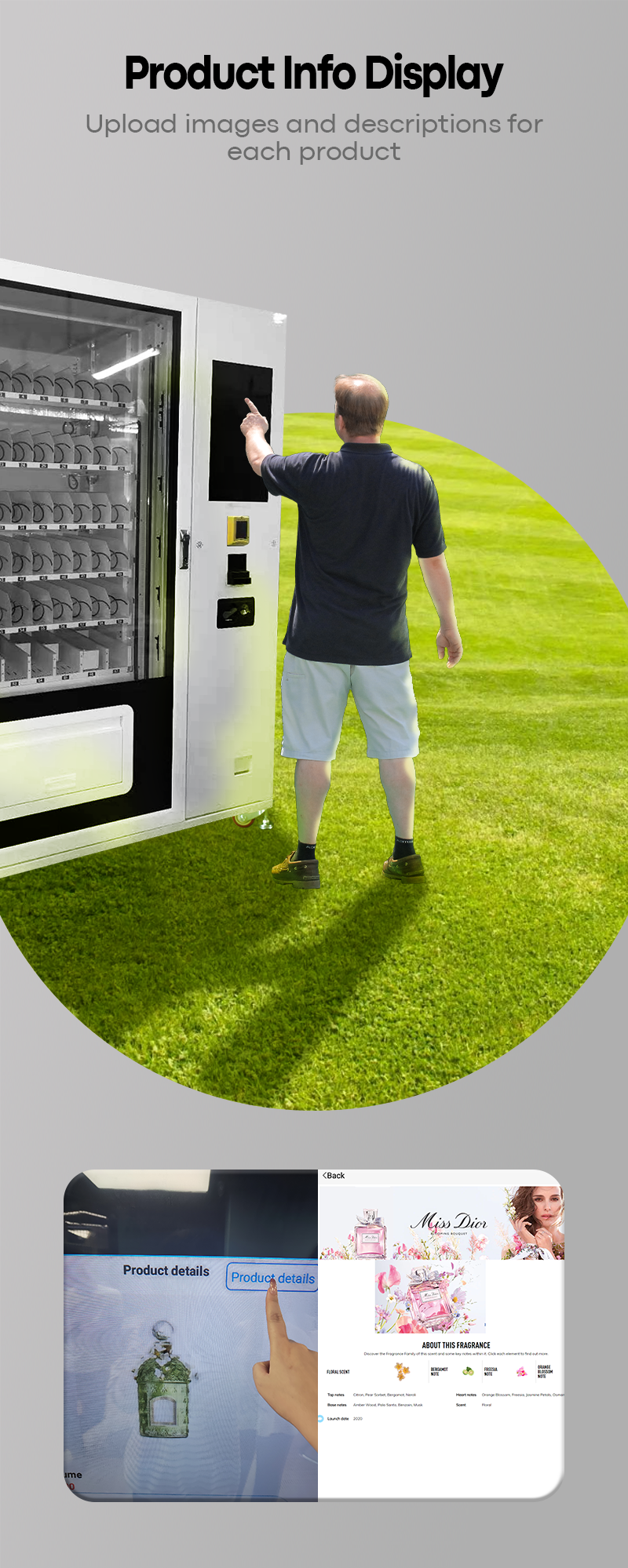Micron Vegan vending machines can product info display