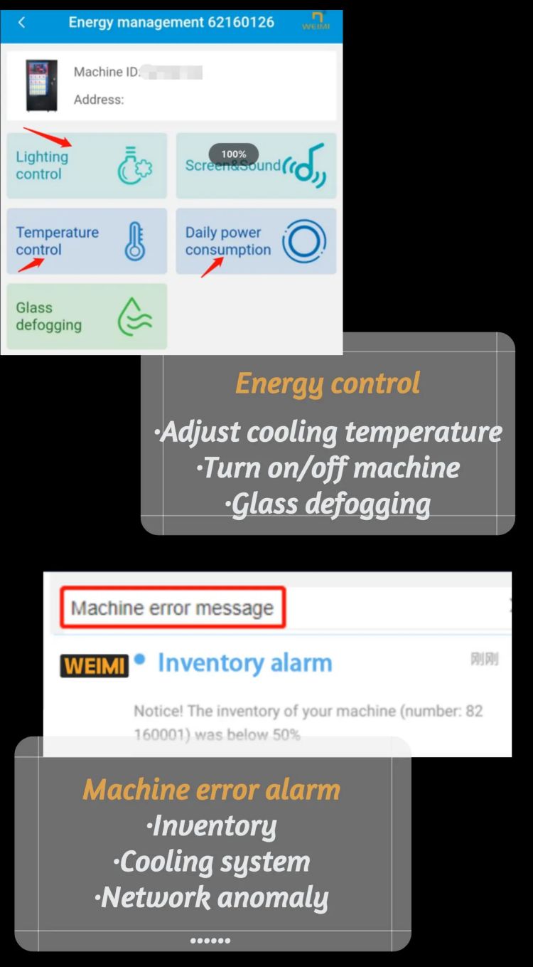 remotely control vending machine energy and receive error alarm Refrigerated Cake Bread Vending Machine with 3~20℃ cooling system to keep cake and bread fresh