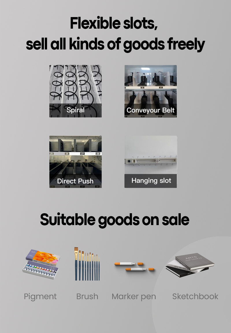 Art supply vending machine have Flexible slots, can sell all kinds of goods freely, and suitable goods on sale