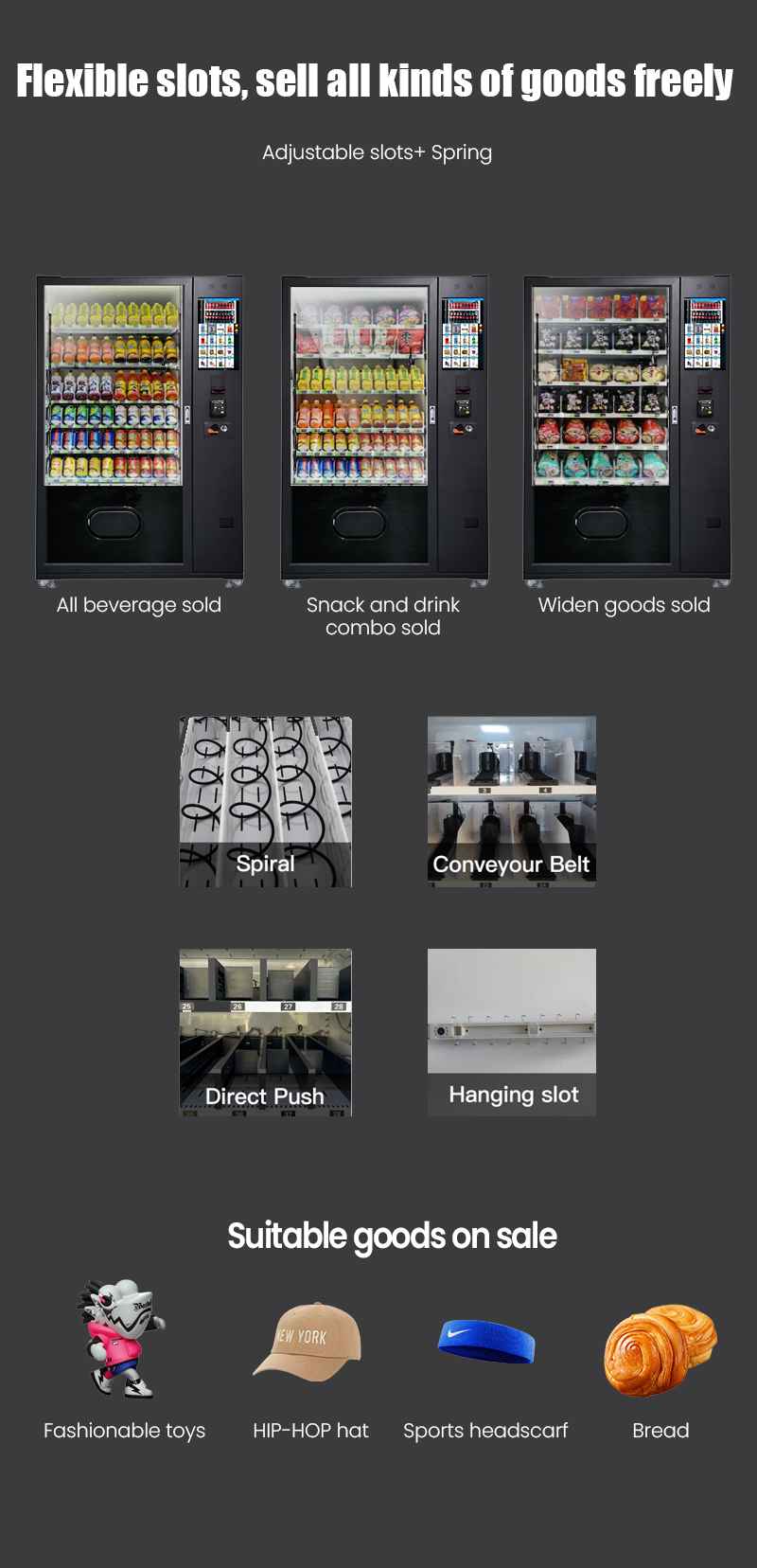 Dance Accessories Vending Machine have flexible slots，sell all kinds of goods freely