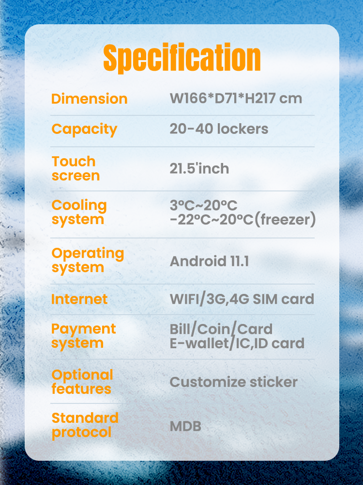 frozen meat vending machine specification