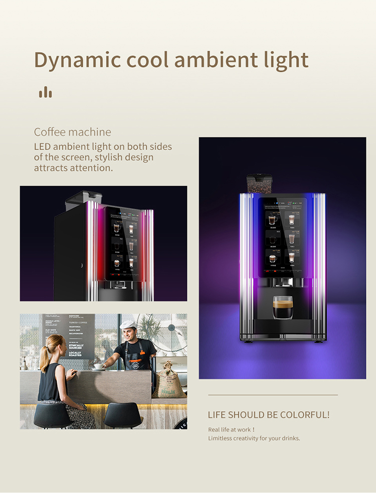Micron tabletop small Coffee Vending Machine with dynamic cool ambient light