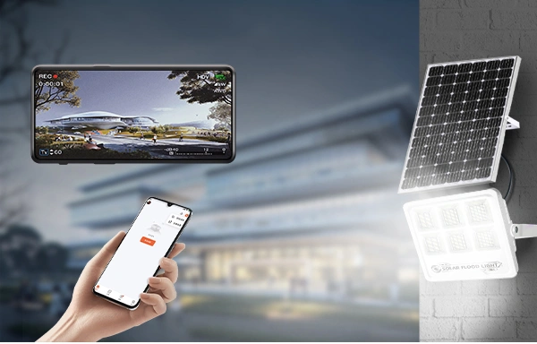 BOSUN Lighting solar power motion sensor flood lights Monitor Live Screen