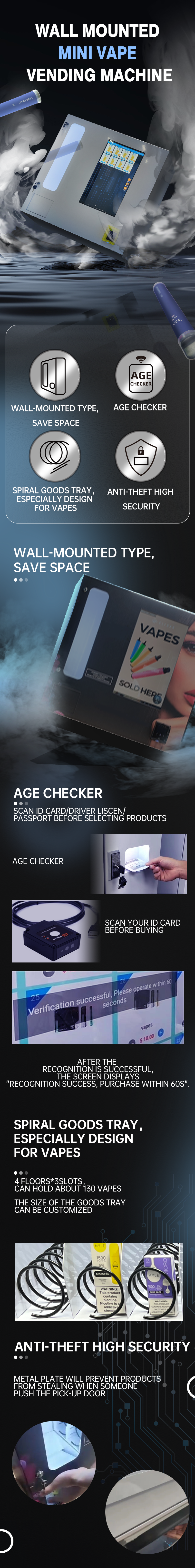 Mini Wall-mounted CBD Vending Machine with Age Scanner for Marijuana Hemp Cannabis especially designed for cbd
