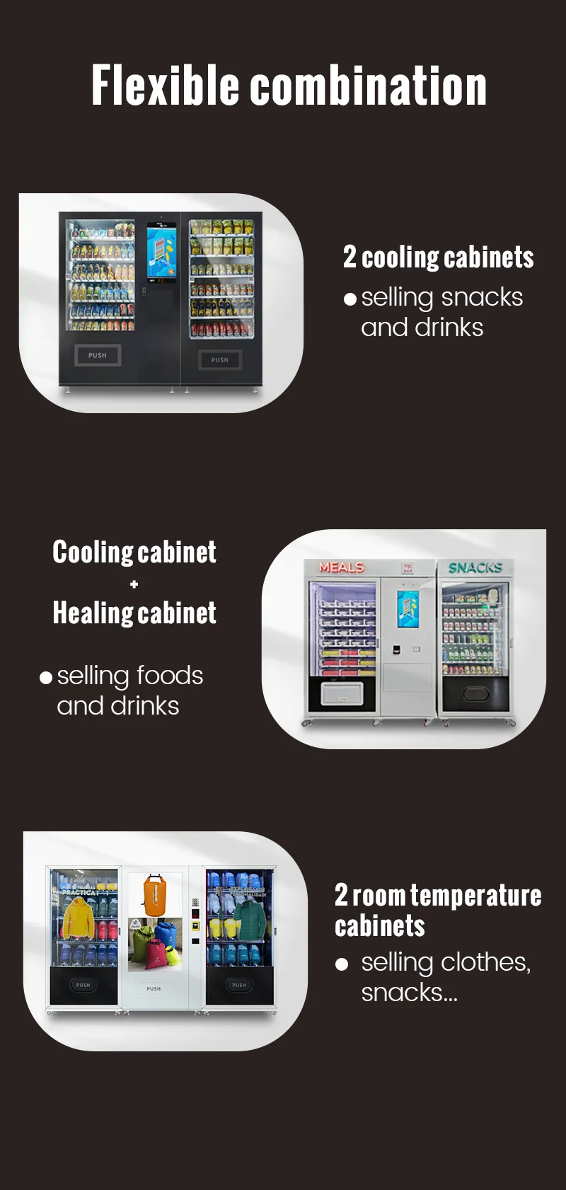 hot food vending machine flexible combination