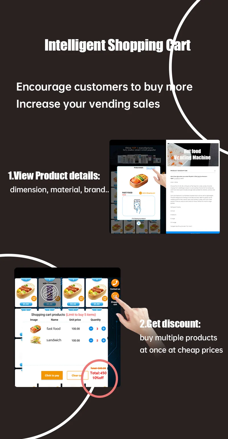 dimension of hot food vending machine intelligent shopping cart increase your vending sales