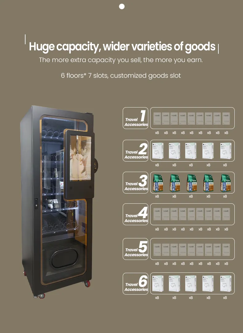 Custom Travel Accessories Vending Machine with Card Reader for Tourism huge capacity wider varieties of goods