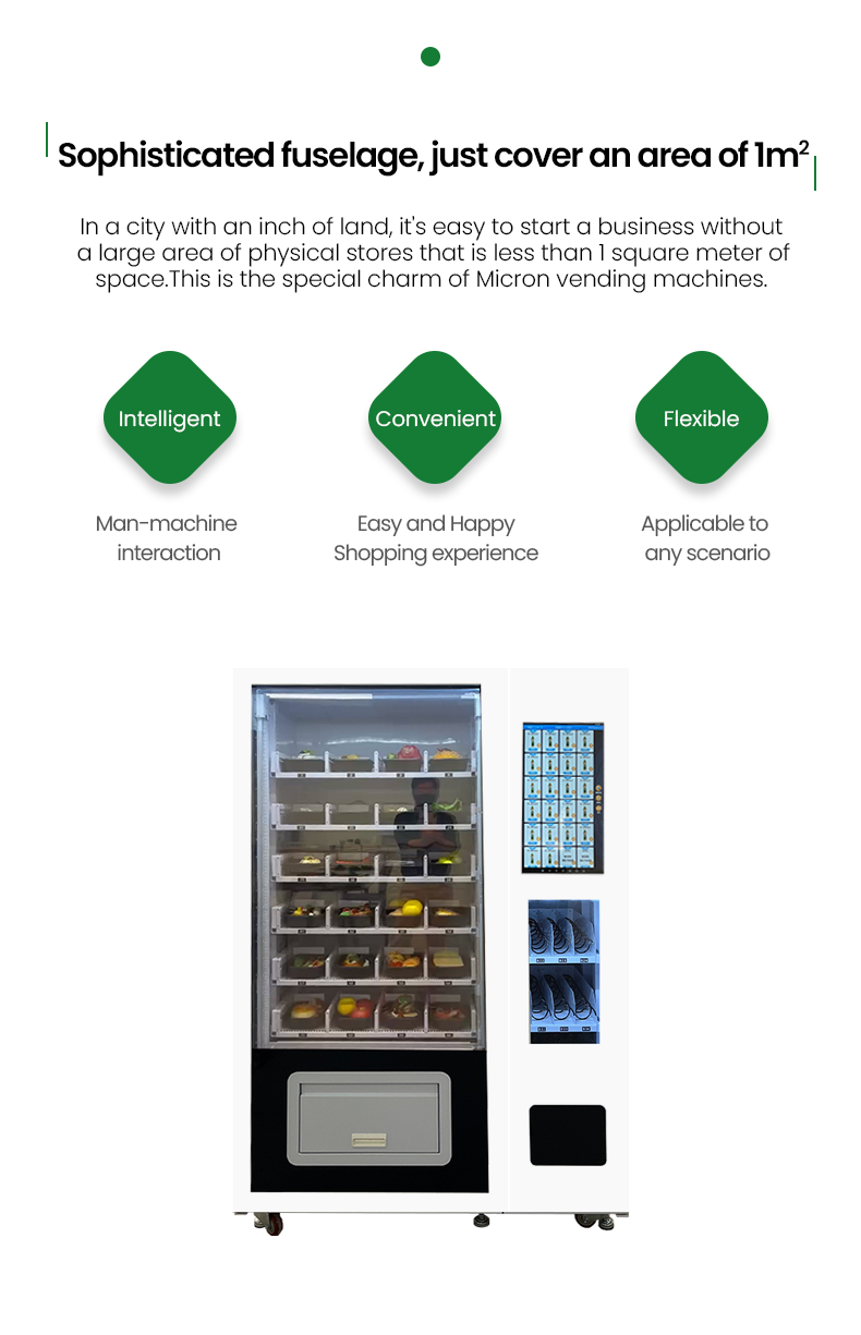 Fresh Salad Fruit Desserts Vending Machine with Pusher Slots Card Reader for Dining Hall Shopping Mall