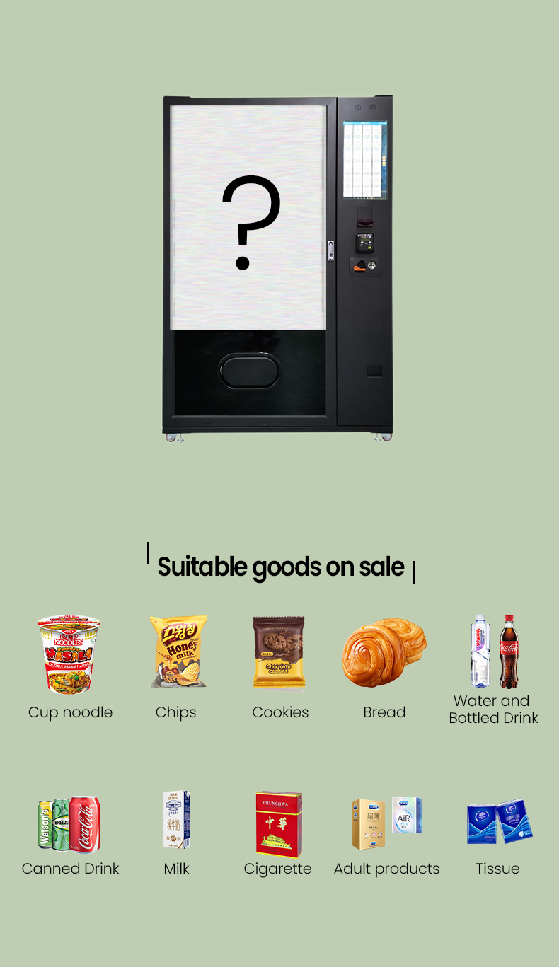 Fresh Salad Fruit Desserts Vending Machine with Pusher Slots Card Reader for Dining Hall Shopping Mall suitable for selling many types of goods