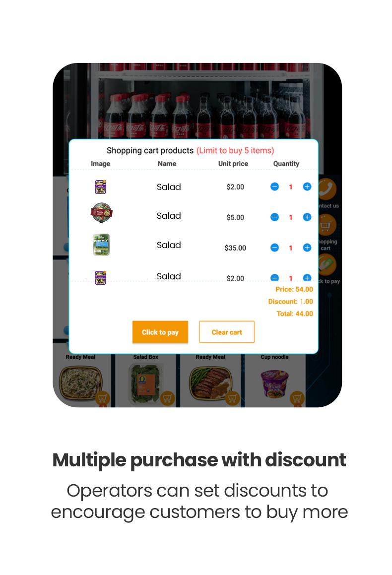 Fresh Salad Fruit Desserts Vending Machine with Pusher Slots Card Reader for Dining Hall Shopping Mall set discounts for products