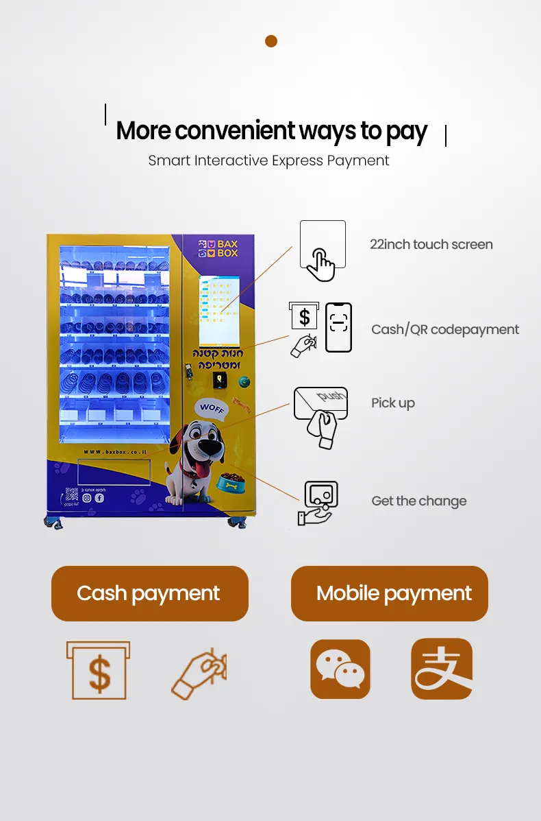 Outdoor Pet Vending Machine with Waterproof Roof Card Reader for Pet Dog Food Treats Toys Wash high-quiality hardware adjustable cooling system, automatic defogging, theft prevention