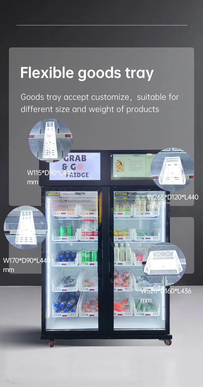 fresh food vending machine with flexible goods tray