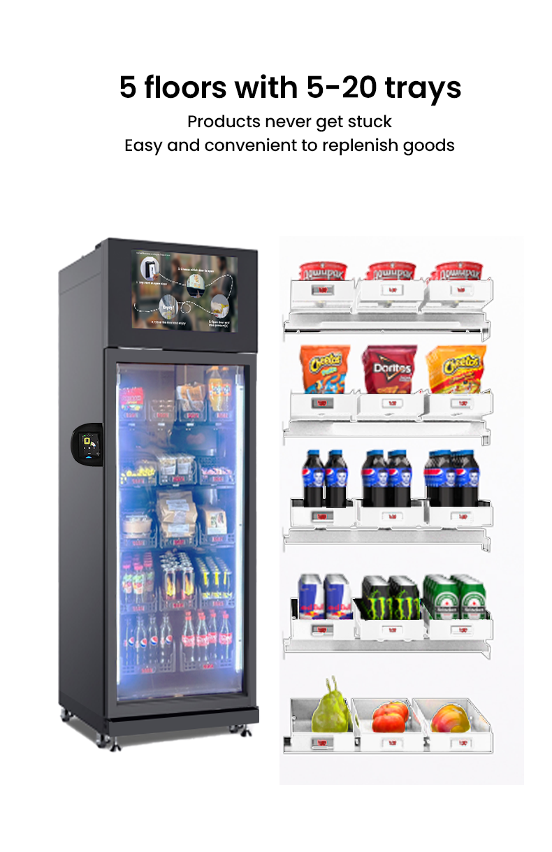 Smart Fridge Vending Machine for Malaysia big capacity with 5-20 trays salad vending
