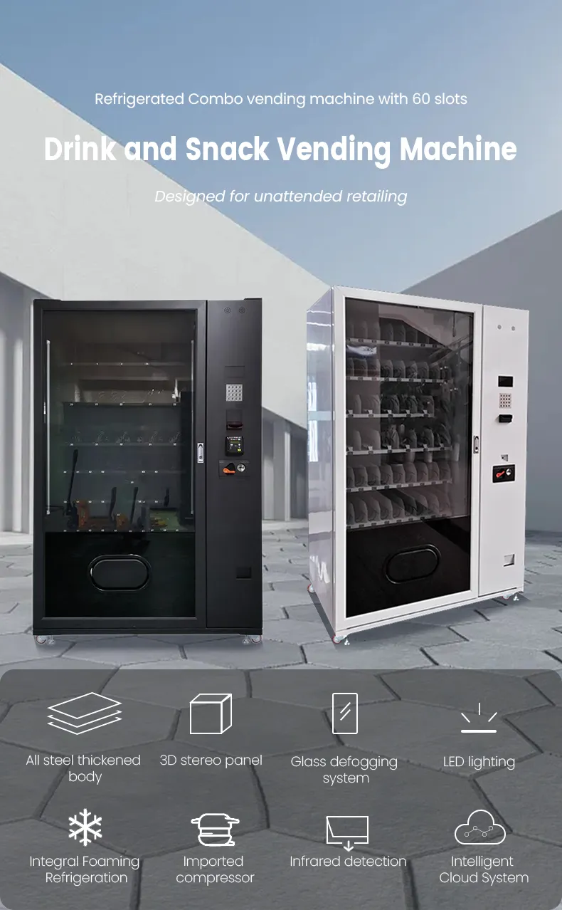 Affordable Keyboard Vending Machine for Bottle Drinks Snacks with Top Screen for Branding