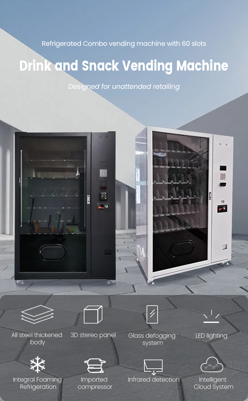 Affordable Keyboard Vending Machine for Bottle Drinks Snacks with Top Screen for Branding