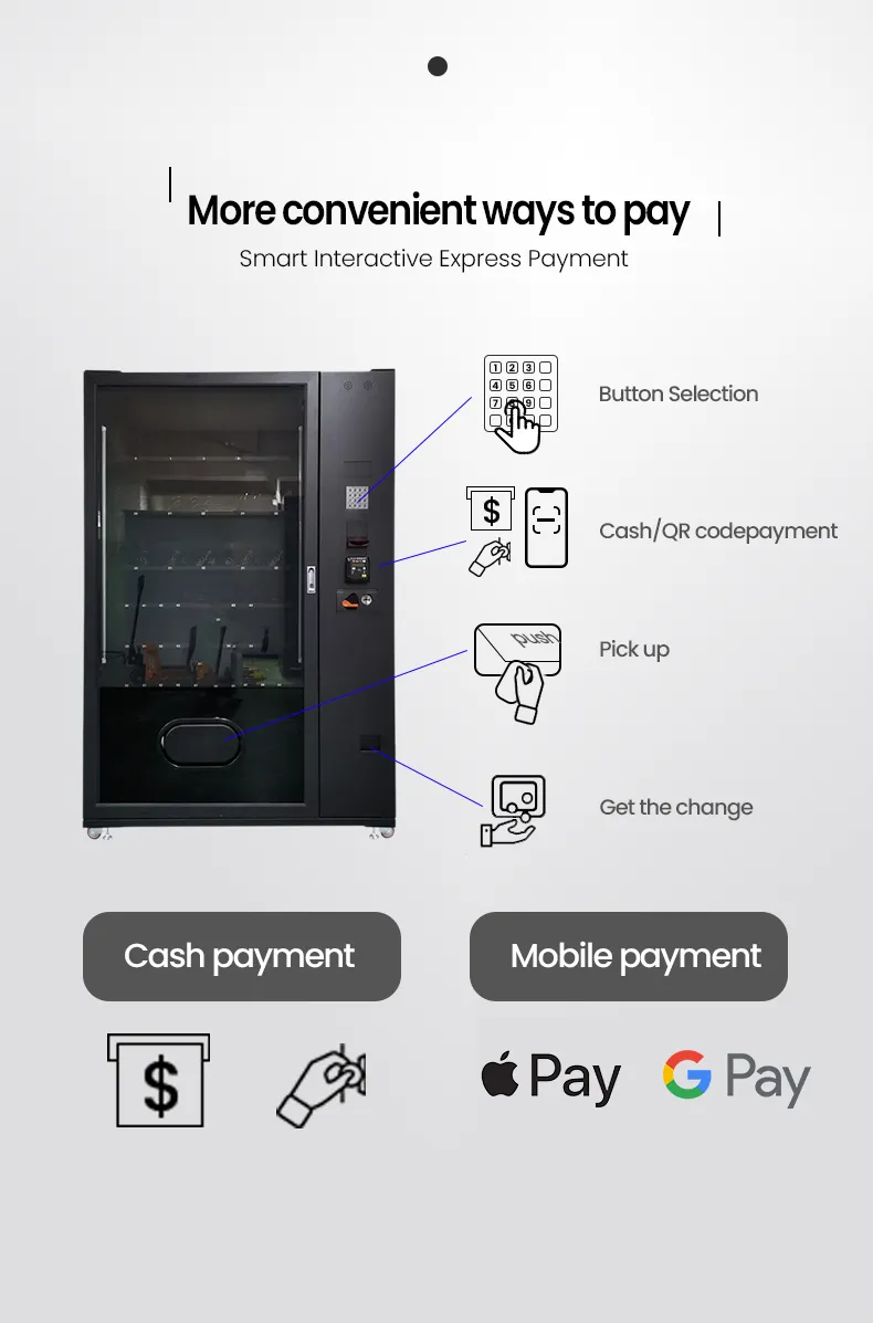 Affordable Keyboard Vending Machine for Bottle Drinks Snacks with Top Screen for Branding