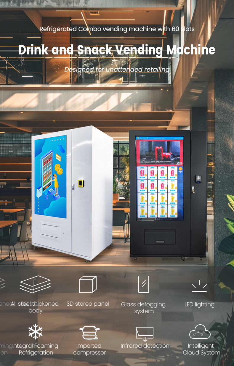 Large Touchscreen Refrigerated Food Snacks Vending Machine with LCD Advertising Screen