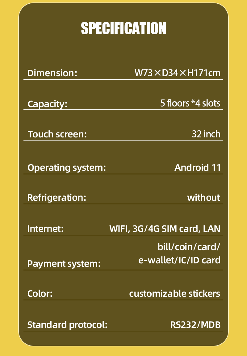Custom Pokémon TCG Automated Retail Vending Machines specification