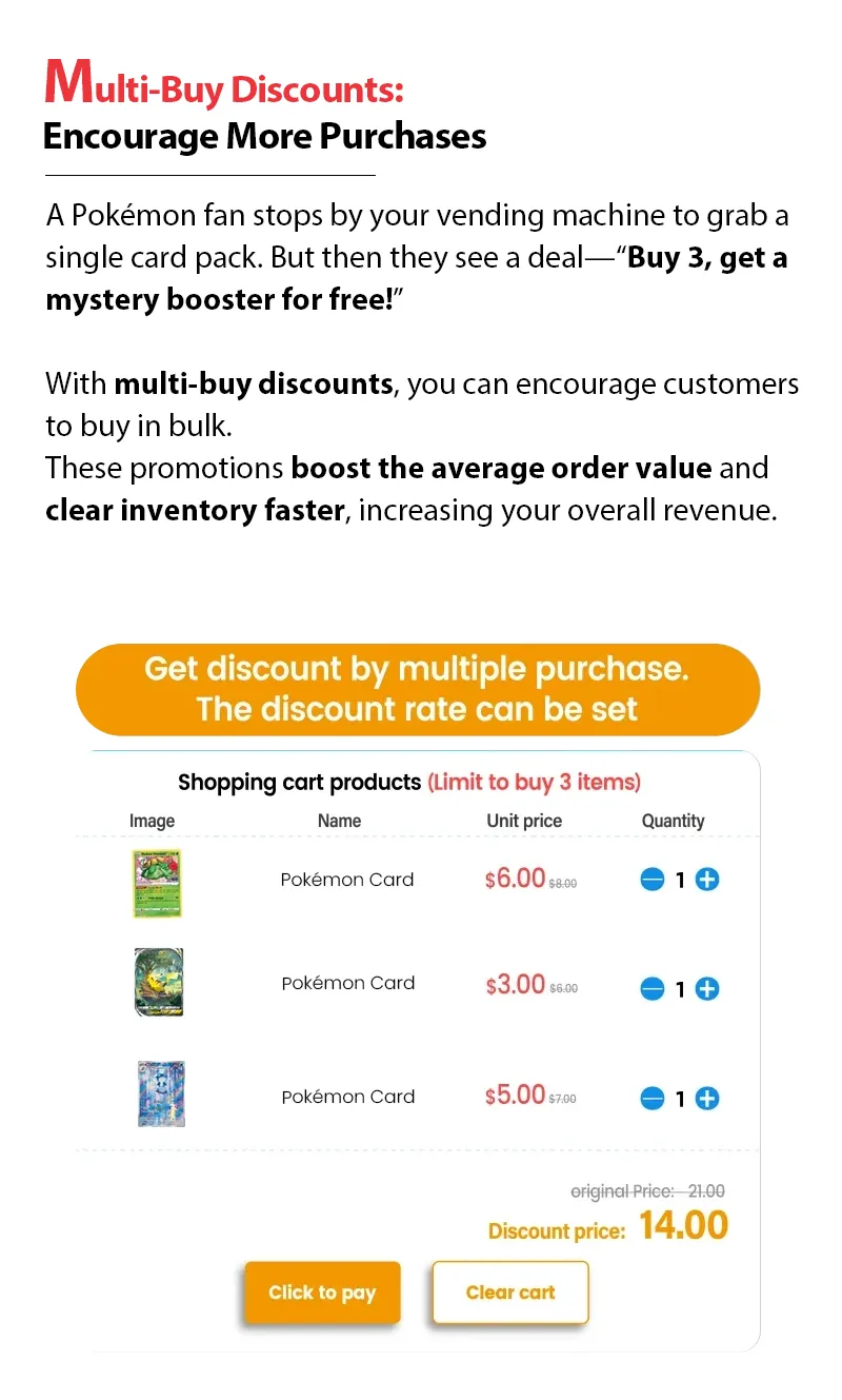 encourage more Pokemon sales Pokémon Card Machine Booster Pack Dispenser with Cashless Payment to Sell Bulk Pokemon Cards