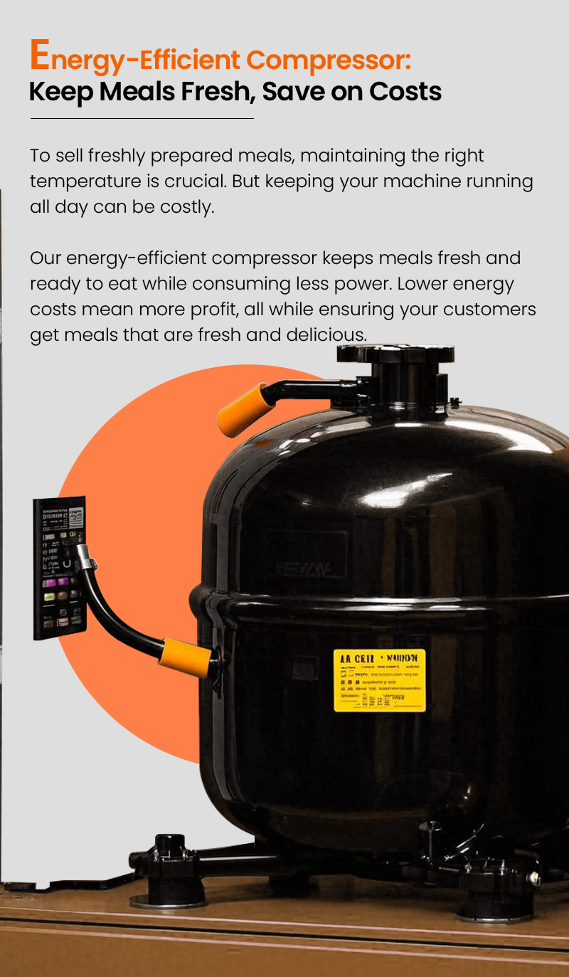 Hot Food Vending Machine with Elevator Built-in Microwave enery efficient compressor keeps your meals fresh