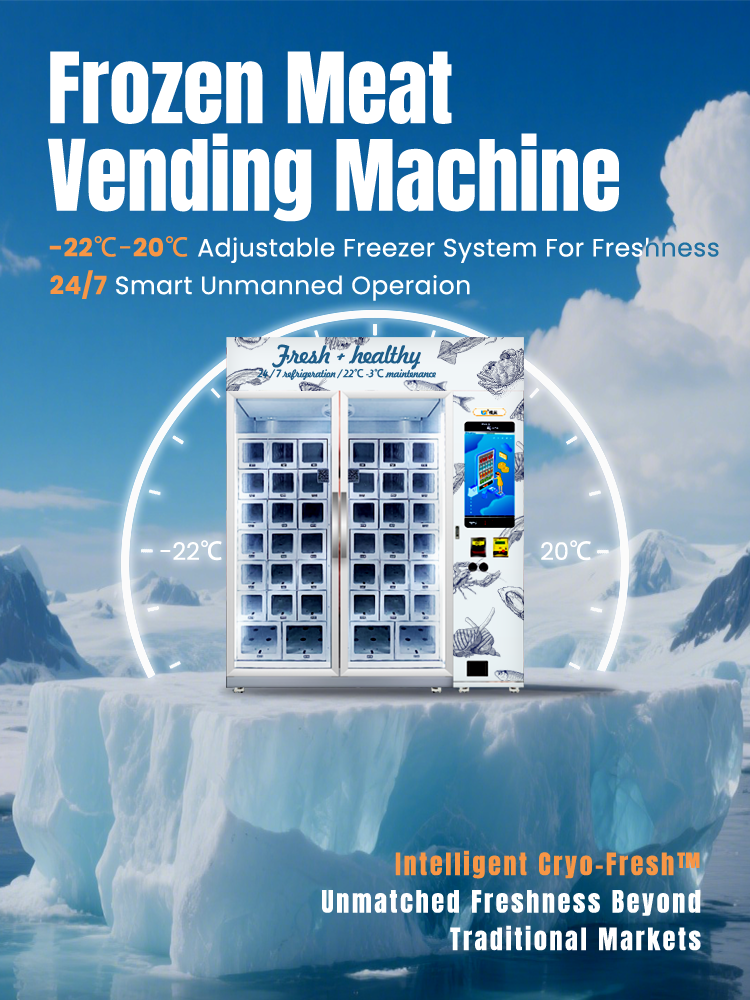 Frozen Food Vending Machine for Ice Cream Seafood frozen meat adjustable freezer system for freshness