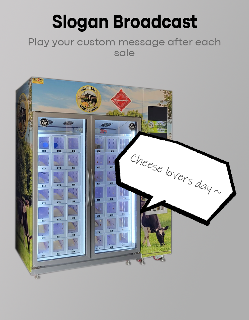 Eco-Friendly Cheese Vending Machine play custom message after each sale for your cheese shop