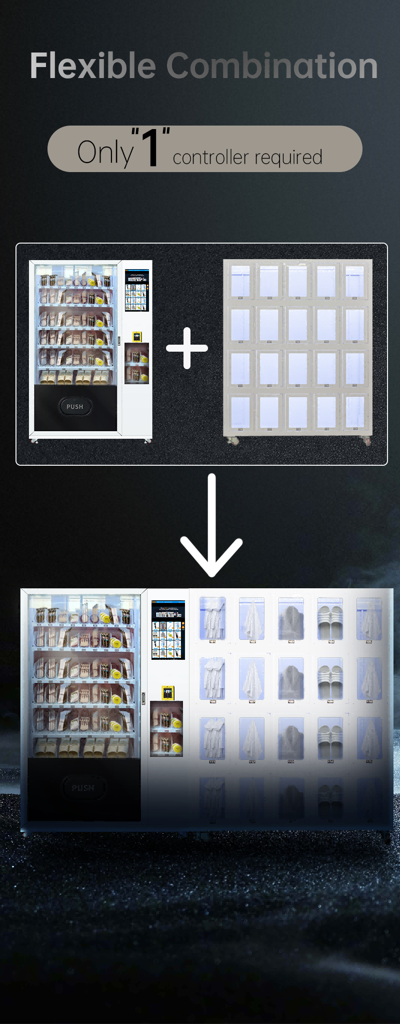 Weimi shaved ice vending machine for hotels can be flexible combination, with only 1 controller can connect up to 8 machines