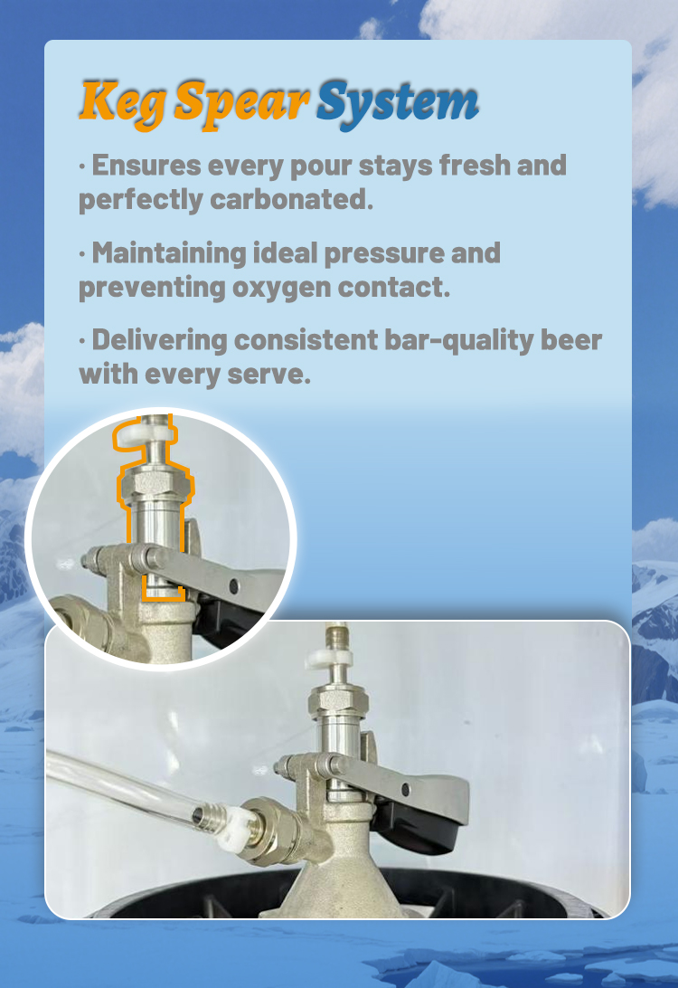 Keg connection system for a self-service draft beer dispenser