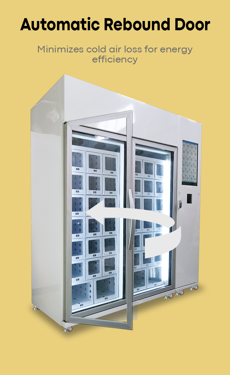 Eco-Friendly Cheese Vending Machine with automatic rebound door to minimize cold air loss for energy efficiency