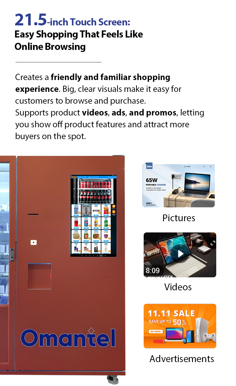 3C Products Electronics Vending Machine with Custom Branding for Airport Transport Stations easy shopping that feels like online browsing